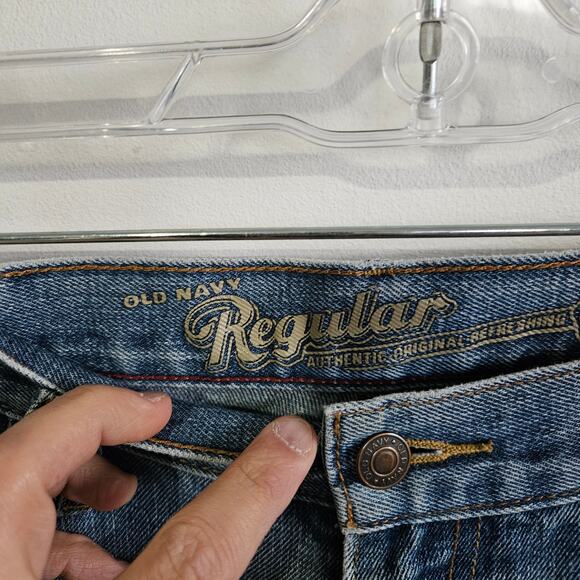 Old Navy Men's Size 38x32 Regular Straight Leg Distressed Work Jean Cotton Blend - Picture 10 of 11